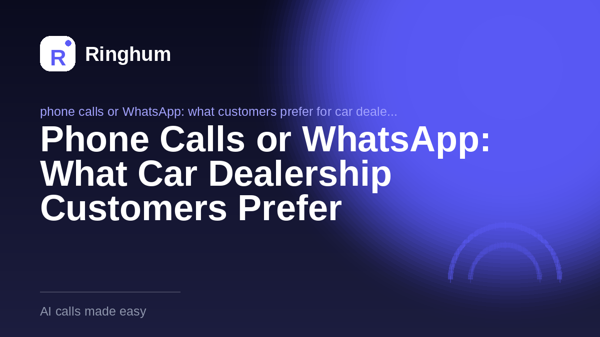 Phone Calls or WhatsApp: What Car Dealership Customers Prefer